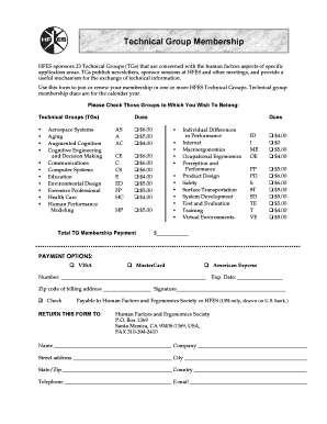 HFES Technical Group Membership Form