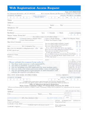 Bucks County Community College Web Registration Access Request