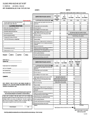 Calcasieu Parish Sales and Use Tax Return