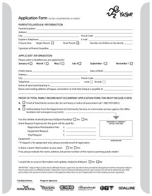 KidSport Nova Scotia Grant Application