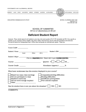 Deficient Student Report