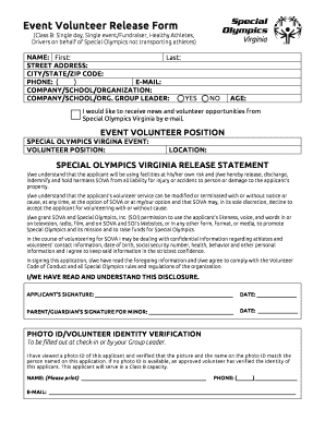 Event Volunteer Release Form