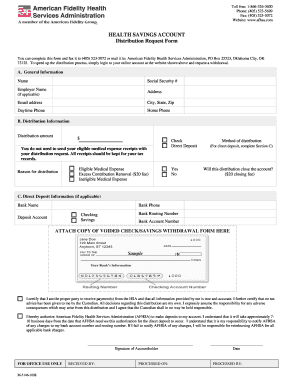 Health Savings Account Distribution Request Form