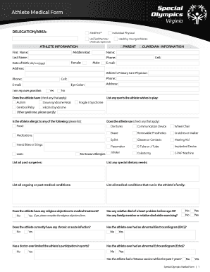 Special Olympics Medical Form