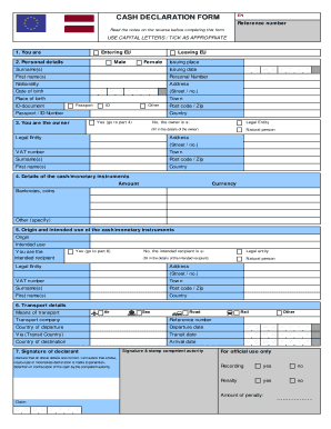 EU Cash Declaration Form