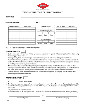 Furst-McNess Purchase or Prepay Contract