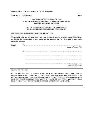 Scotland Landlord Tenant Possession Notice