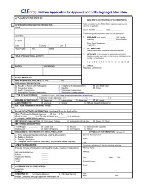 Uniform Application for Approval of Continuing Legal Education