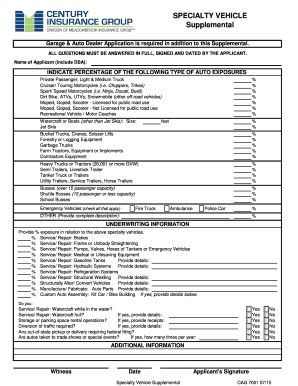 Specialty Vehicle Supplemental Application