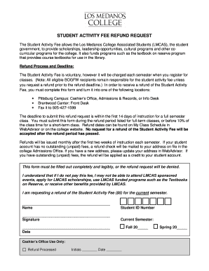 Student Activity Fee Refund Request