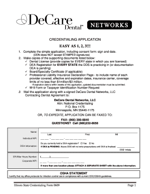 Illinois Dental Credentialing Application