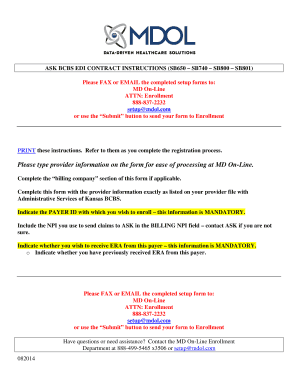 BCBS EDI Contract Setup Form