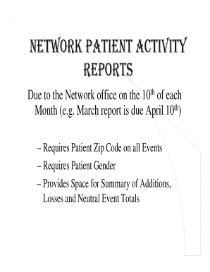 Network Patient Activity Report