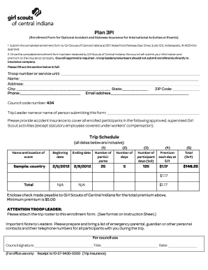 Girl Scouts Accident Insurance Enrollment Form