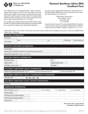 BlueCross BlueShield of Oklahoma ERA Enrollment Form