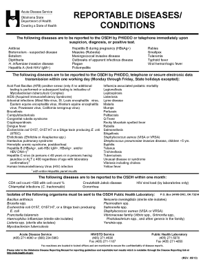 Oklahoma Reportable Disease Form