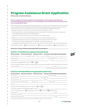 Girl Scouts Program Assistance Grant Application