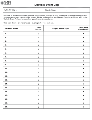 Dialysis Event Log Form