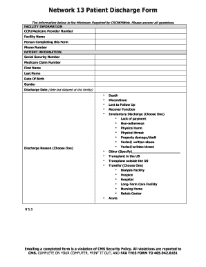 Network 13 Patient Discharge Form