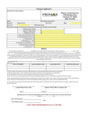 Subcontractor Payment Application