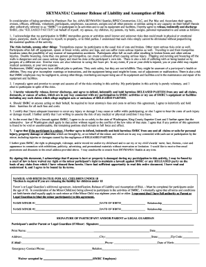 SKYMANIA! Customer Release of Liability and Assumption of Risk