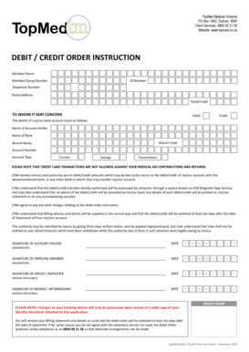 DEBIT CREDIT ORDER INSTRUCTION - TopMed