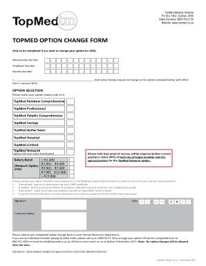 TopMed Option Change Form