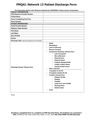 Network 13 Patient Discharge Form