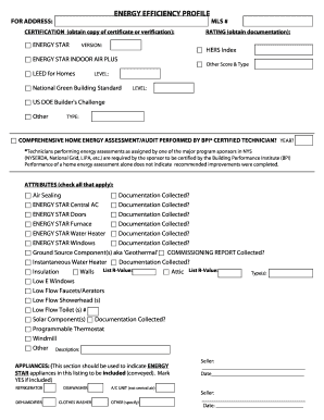 Energy Efficiency Profile Form