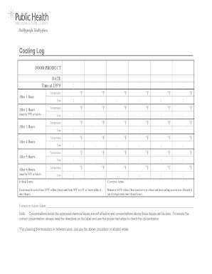 Food Product Cooling Log