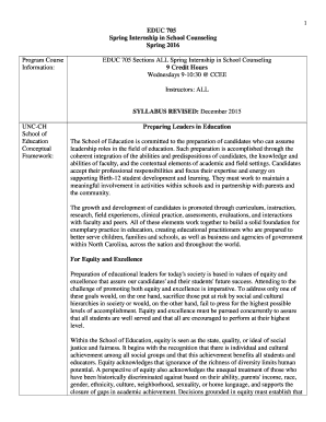 EDUC 705 Spring Internship in School Counseling Spring