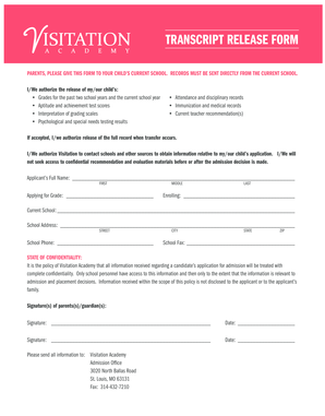 Transcript Release Form