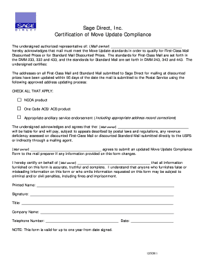 Certification of Move Update Compliance