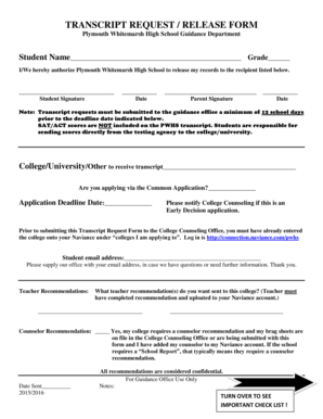 TRANSCRIPT REQUEST RELEASE FORM - Colonial School District