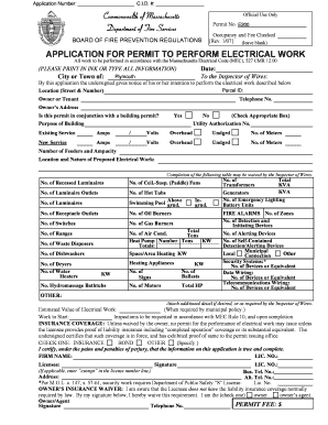 Massachusetts Electrical Work Permit Application