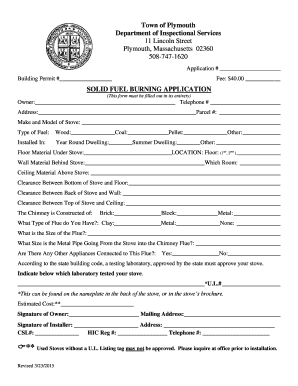 Massachusetts Solid Fuel Burning Application