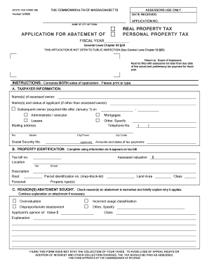 Massachusetts Personal Property Tax Abatement Application