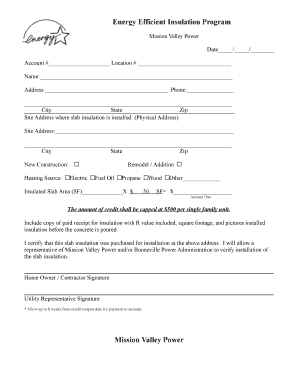 Energy Efficient Insulation Program Application