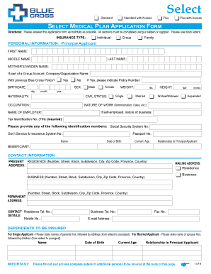 Medical Plan Application Form