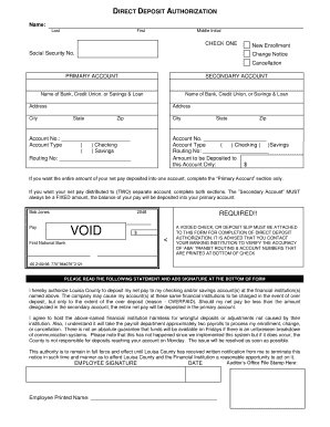 Direct Deposit Authorization Form