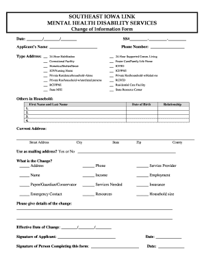 Southeast Iowa Link Mental Health Disability Services Change Form