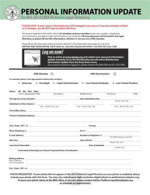 Personal Information Update Form