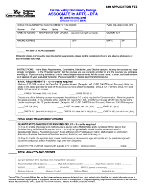 Associate in Arts Degree Application