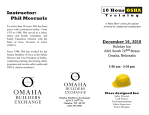 10 Hour OSHA Training Registration Form