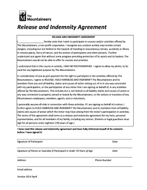 Release and Indemnity Agreement