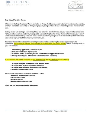 Sterling Infosystems Credentialing Application