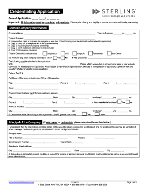 Credentialing Application Form
