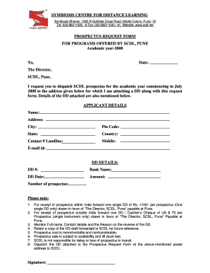 SCDL Prospectus Request Form