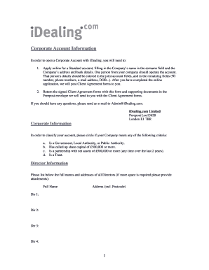 Corporate Account Application Form