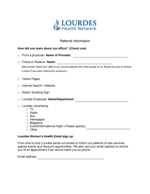 Lourdes Women's Health Referral Form